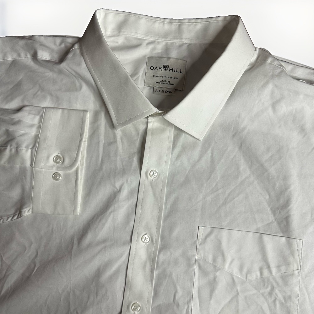 Oak Hill Classic Fit Button Down Shirt Mens 22-35/36 White Non-Iron DXL Big Tall